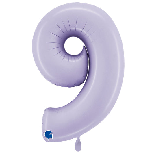 1 ballon XXL - Cijfer 9 - Satijn Lila