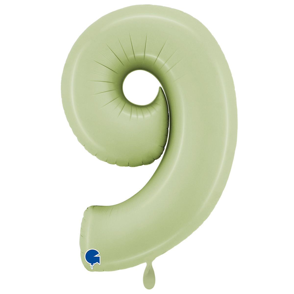 1 Ballon XXL - Nummer 9 - Satijn Olijfgroen