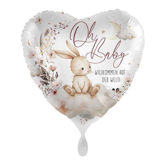 1 Ballon - Baby Meisje - Baby Konijn - NED