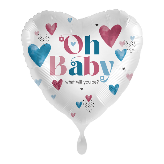 1 Ballon - Gender Reveal - Rode & Blauwe Harten - NL