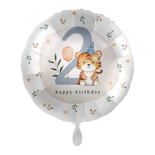 1 Ballon - Kinderfeestje Jongen - Cijfer 2 Tijger
