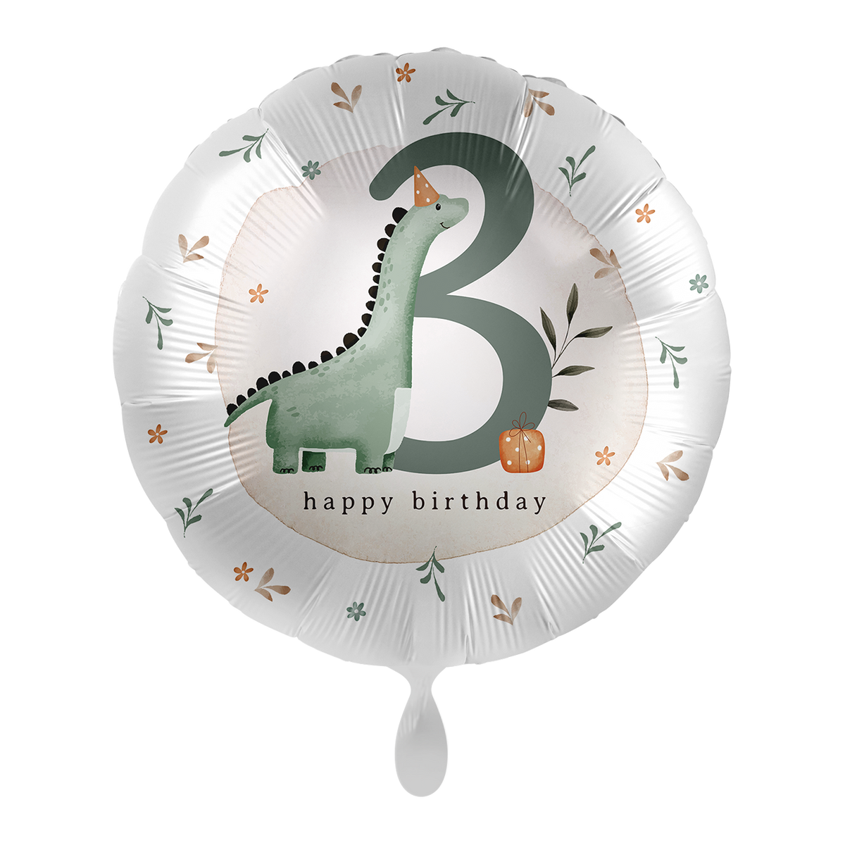 1 ballon - kinderfeestje jongen - cijfer 3 dino - ENG
