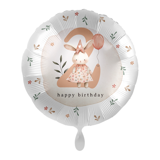 1 Ballon - Kinderverjaardag Meisje - Cijfer 2 Konijn - NL