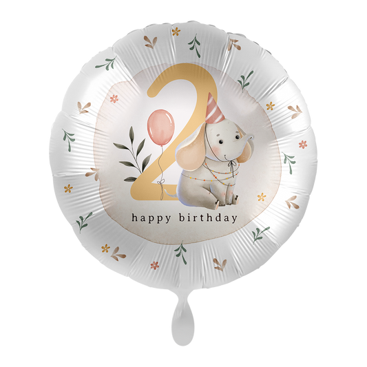 1 Ballon - Kinderverjaardag Neutraal - Cijfer 2 Olifant - ENG