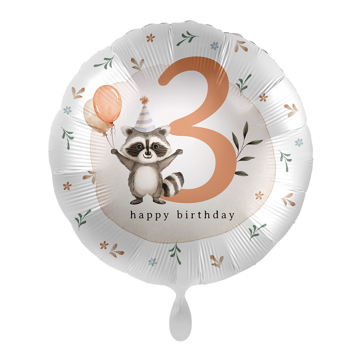 1 Ballon - Kinderverjaardag Neutraal - Cijfer 3 Wasbeer - ENG