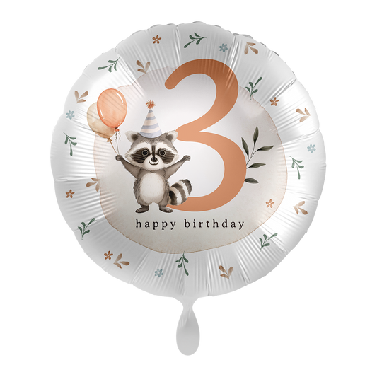 1 Ballon - Kinderverjaardag Neutraal - Cijfer 3 Wasbeer - ENG