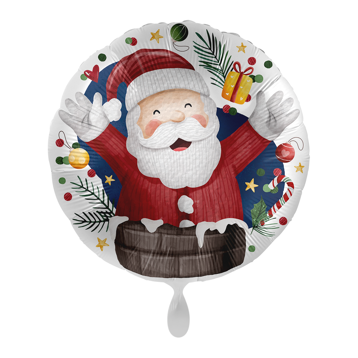 1 Ballon - Weihnachtsmann im Schornstein - UNI