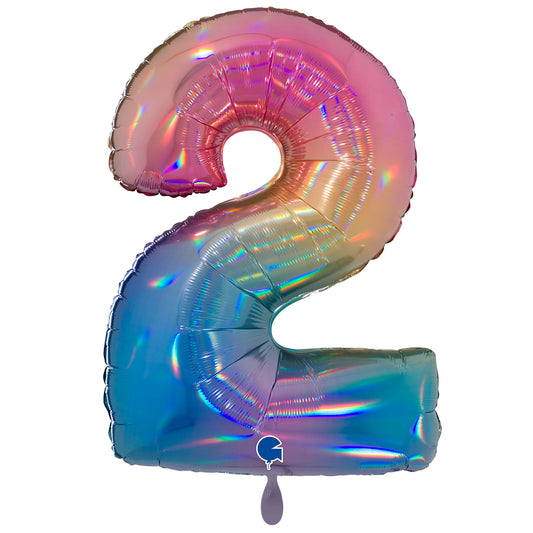 1 Ballon XXL – Nummer 2 – Kleurrijke regenboog