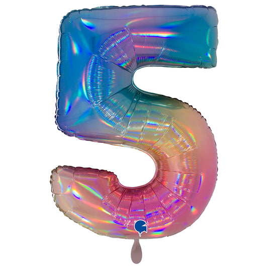 1 Ballon XXL - Nummer 5 - Kleurrijke Regenboog