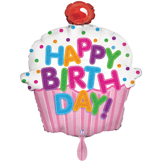 1 Ballon XXL - Happy Birthday Cupcake