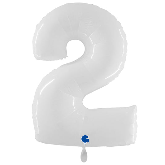 1 Ballon XXL - Nummer 2 - Wit Fluo