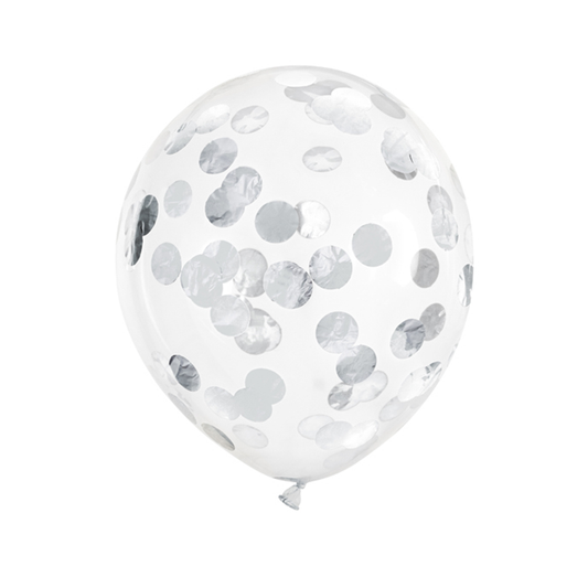 6 confettiballonnen - Ø 30cm - Dotty - Zilver