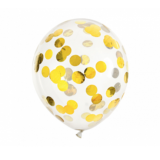6 Confettiballonnen - Ø 30cm - Dotty - Goud