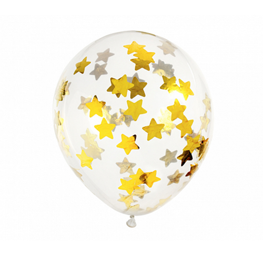 6 confetti ballonnen - Ø 30cm - Sterren - Goud