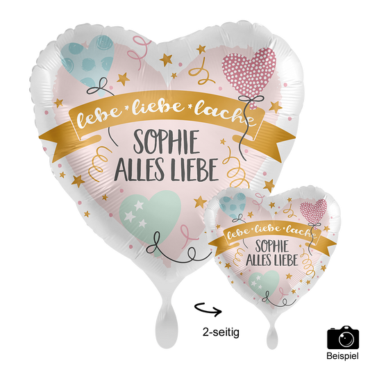 1 Ballon mit Text - Birthday lebe liebe lache