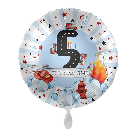 1 Ballon - Happy Brandweerauto - Vijf
