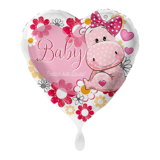 1 ballon - Baby nijlpaard meisje
