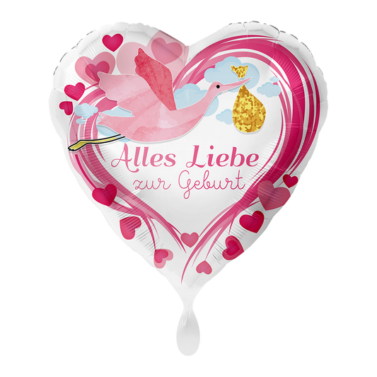 1 ballon - Gefeliciteerd met de geboorte Roze