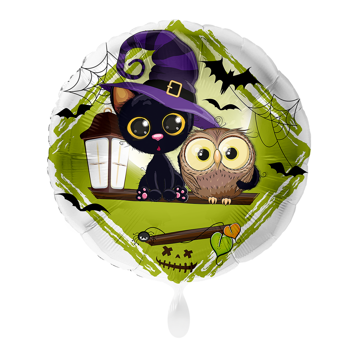 1 Ballon - Spookachtige kat en uil - UNI