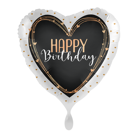 1 Ballon - Happy Birthday Elegante Harten - ENG