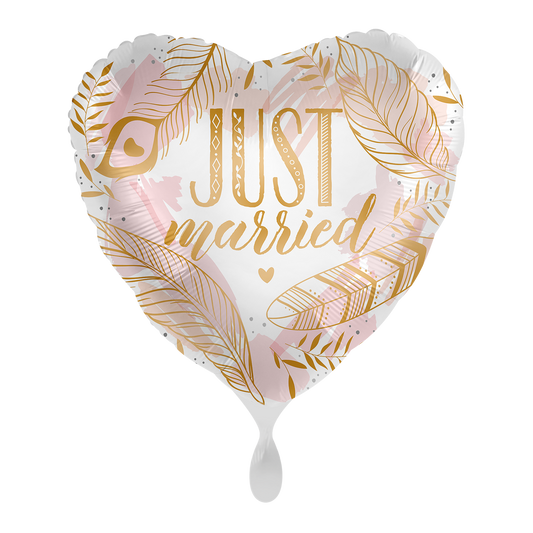 1 Ballon - Just Married Boho Federn - ENG