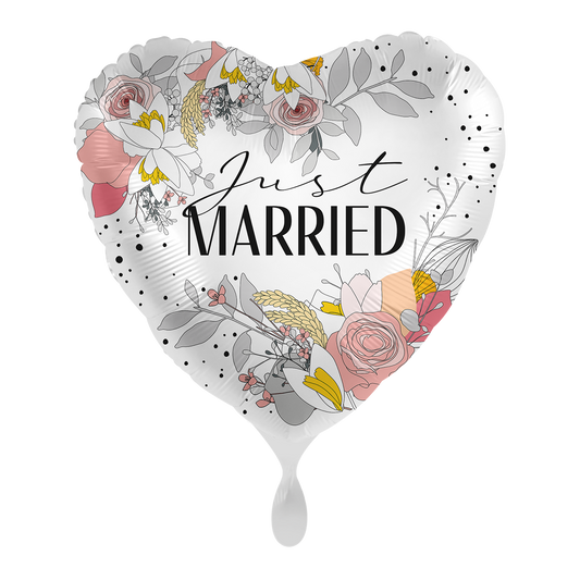1 Ballon - Just Married Abstracte Bloemen - NL