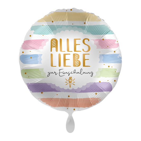 1 Ballon - Lieve groetjes voor de eerste schooldag Pastel