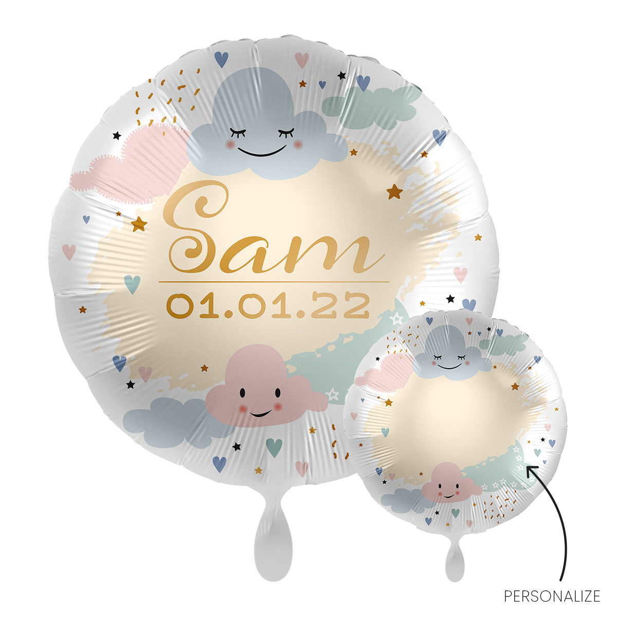 1 Ballon – Personaliseer het – Vrolijke Wolken