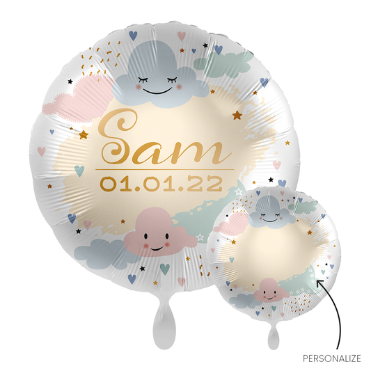 1 Ballon – Personaliseer het – Vrolijke Wolken