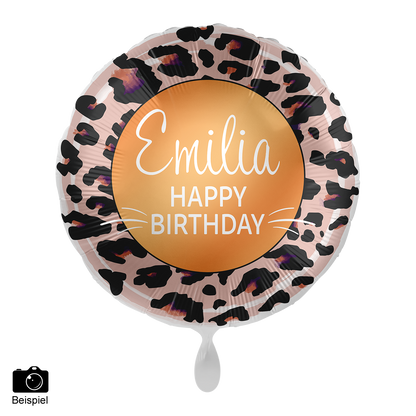 1 Ballon - Personaliseer HET - Happy Birthday Leoprint