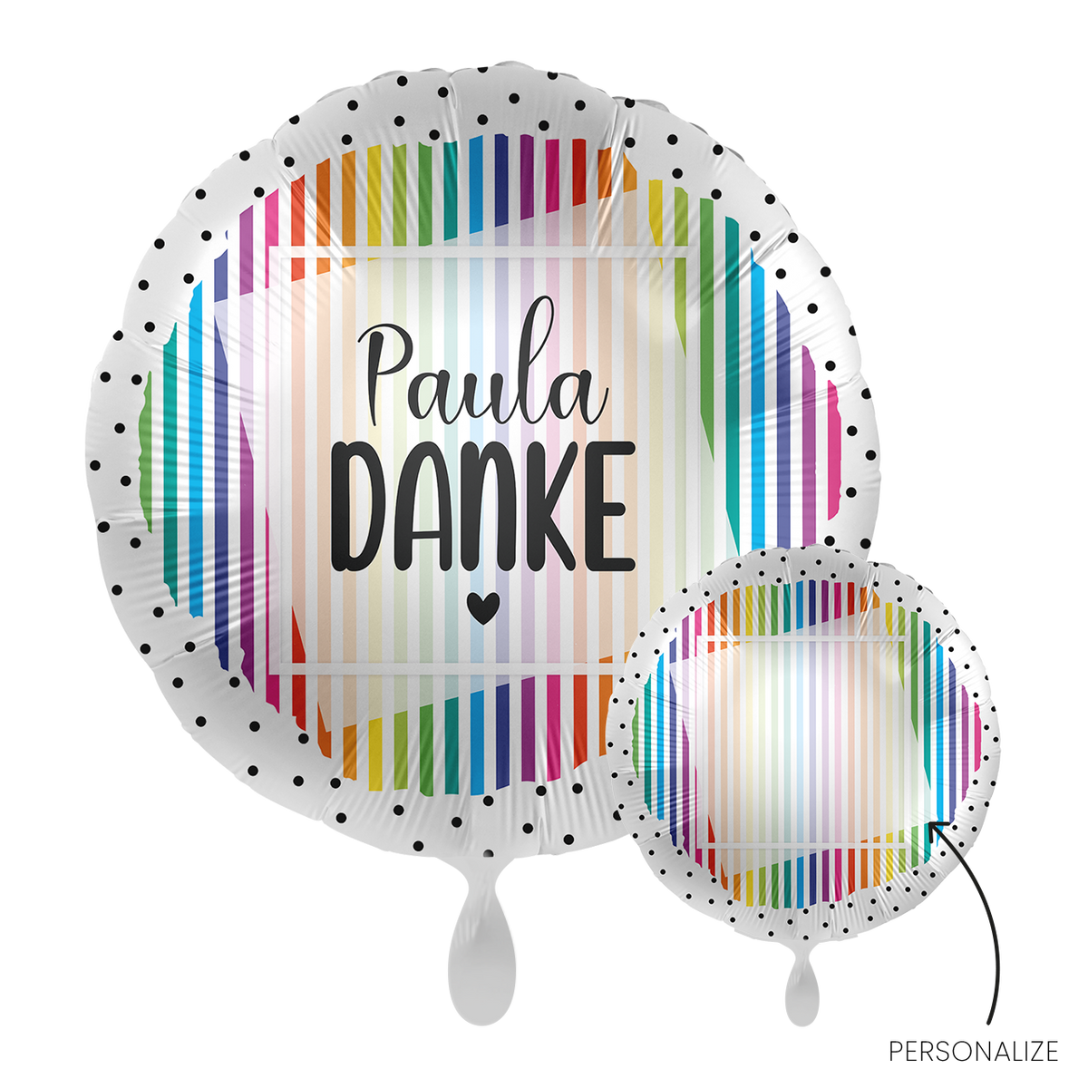 1 ballon - personaliseer HET - kleurrijke strepen - GER