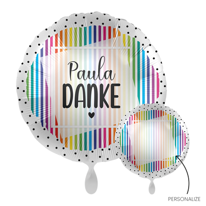 1 ballon - personaliseer HET - kleurrijke strepen - GER
