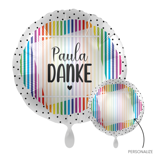 1 ballon - personaliseer HET - kleurrijke strepen - GER
