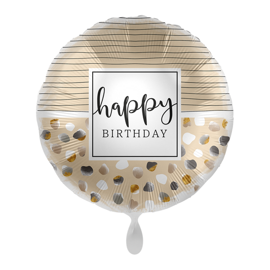 1 Ballon - Verjaardag Natural Dots & Stripes - ENG