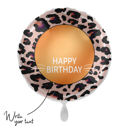 1 Ballon - Personaliseer HET - Happy Birthday Leoprint