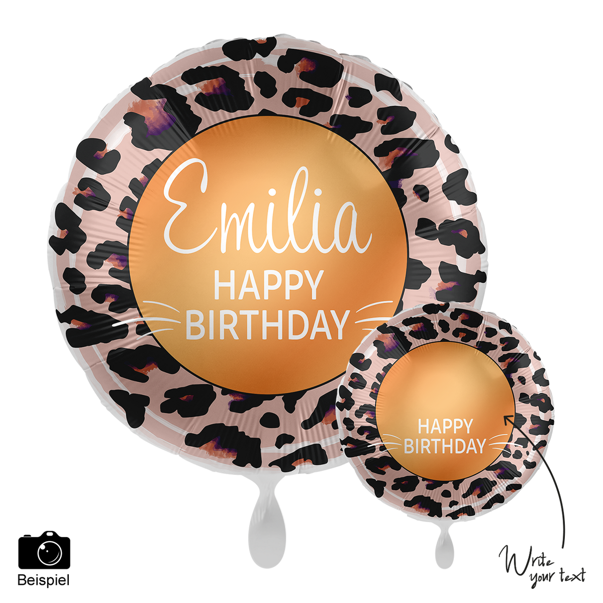 1 Ballon - Personaliseer HET - Happy Birthday Leoprint