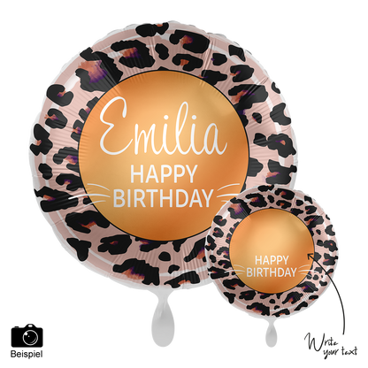 1 Ballon - Personaliseer HET - Happy Birthday Leoprint