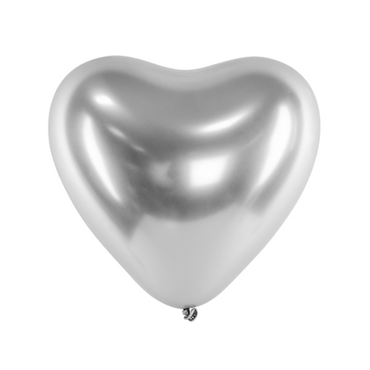 50 Hartballonnen - Ø 27cm - Glanzend - Zilver