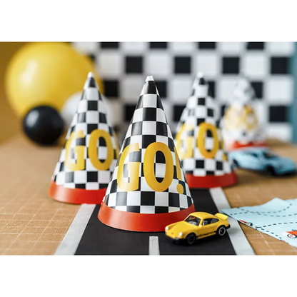 6 Feesthoedjes - Racing Cars