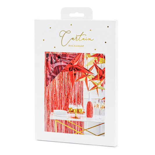 1 glittergordijn - 2,5m - rood