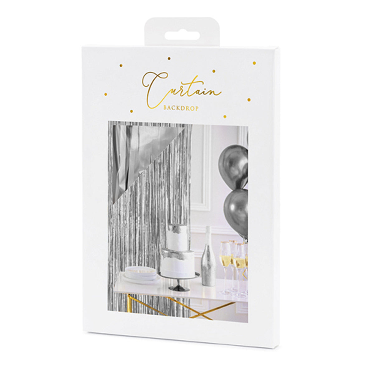 1 Glittergordijn - 2,5m - Zilver