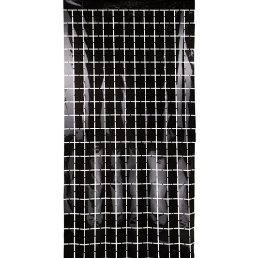 1 feestgordijn - Square, Zwart 100x200cm