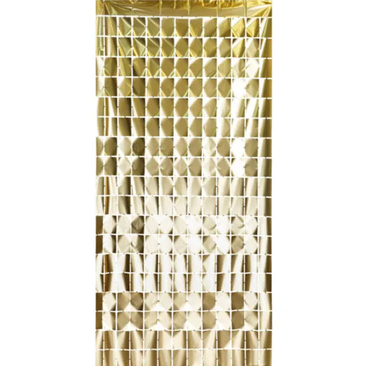 1 feestgordijn - Square luxury goud 100x200cm