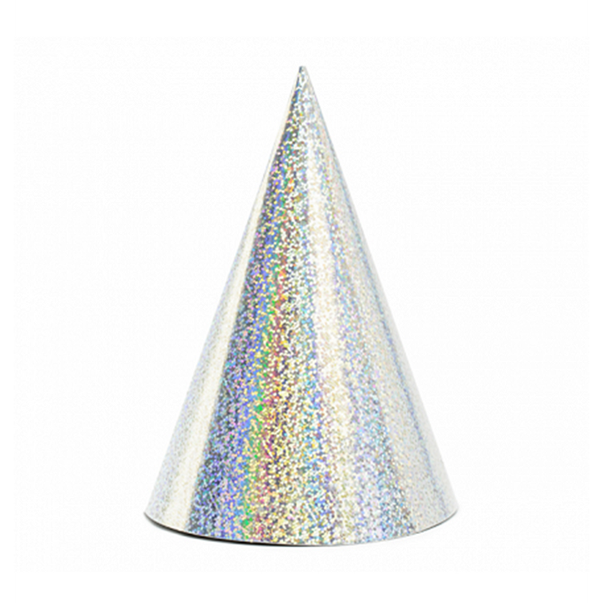 6 Feesthoedjes - Holografisch - Zilver