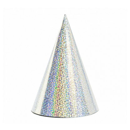 6 Feesthoedjes - Holografisch - Zilver
