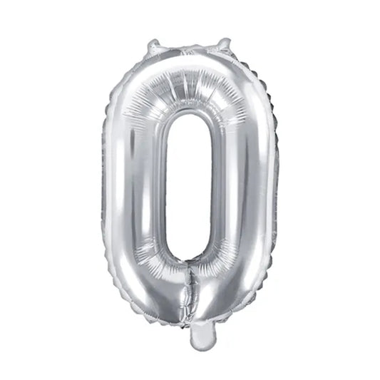 1 Ballon XS - Getal 0 - Zilver