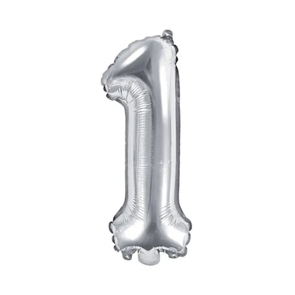1 Ballon XS - Getal 1 - Zilver