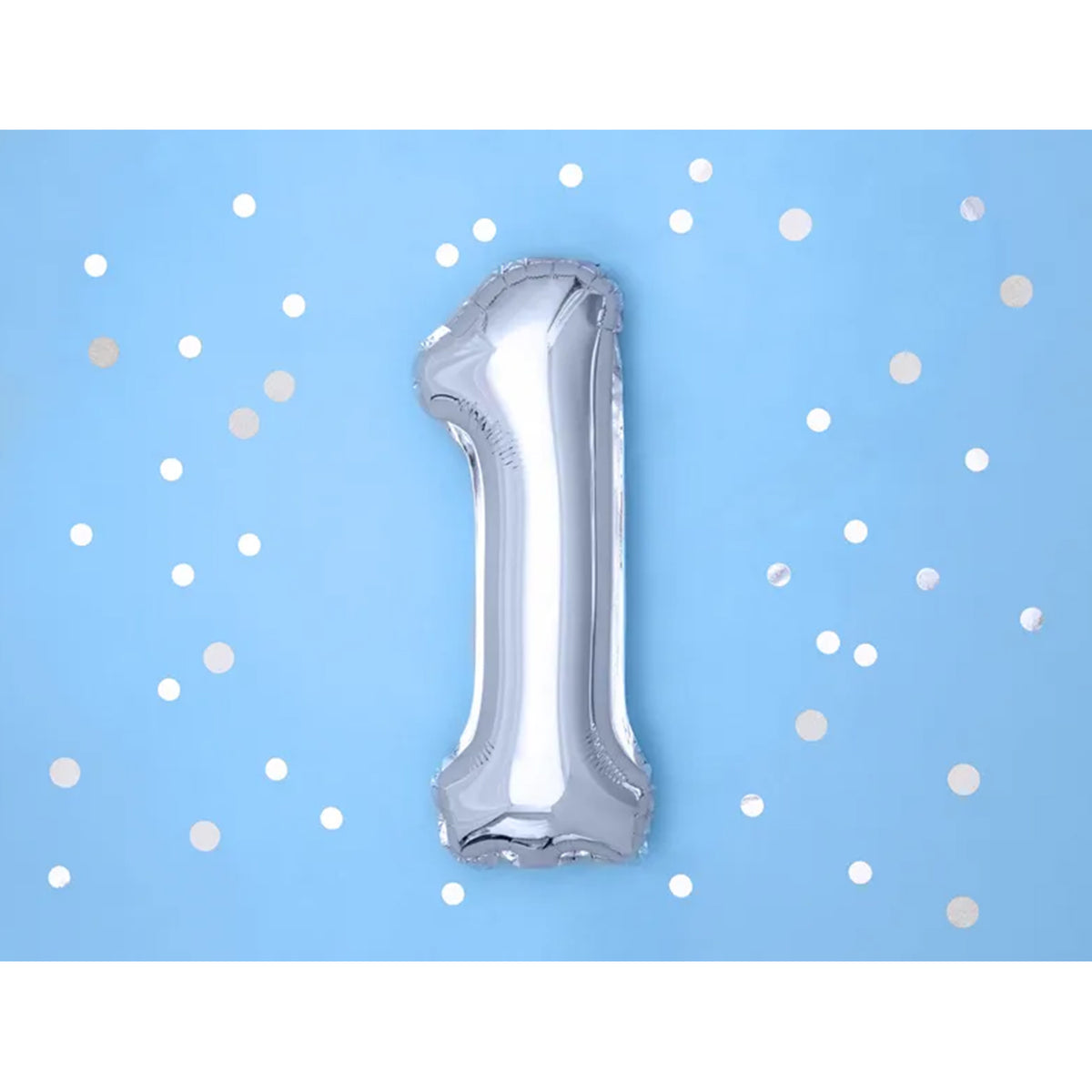 1 Ballon XS - Getal 1 - Zilver