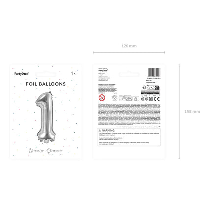 1 Ballon XS - Getal 1 - Zilver