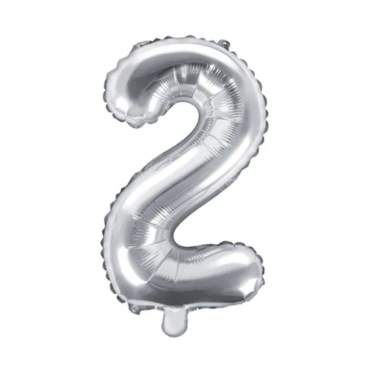 1 Ballon XS - Getal 2 - Zilver